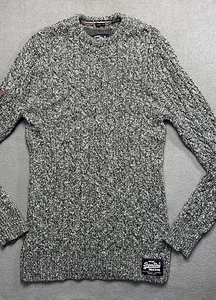 Серый вязаный свитер ретро стайл superdry jacob lite размер xxl