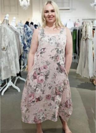 Шикарна льняна сукня в квіти 100% льон бохо  італія