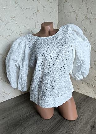 Блуза рубашка zara белая прошва