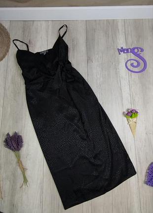 Женское платье primark на бретельках с запахом черное размер l