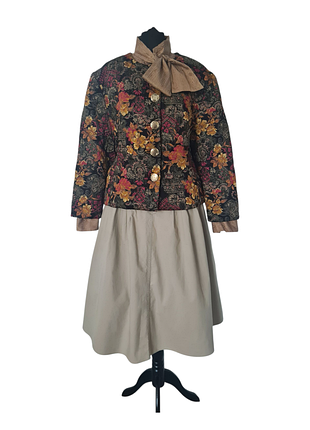 Стильний трендовий вінтажний стьобаний жакет в квітковий принт квіти ретро вінтаж віскоза