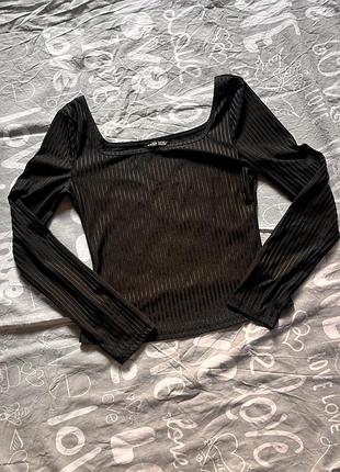 Чорний топ shein з довгими рукавами