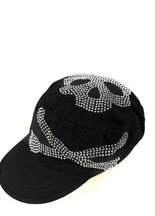 Кепка y2k зі стразами скелет кістки skull bones military style