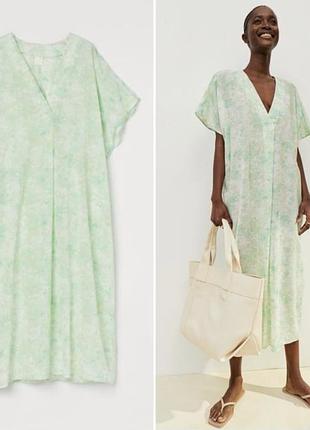 Тонкое хлопковое платье h&m размер s оверсайз