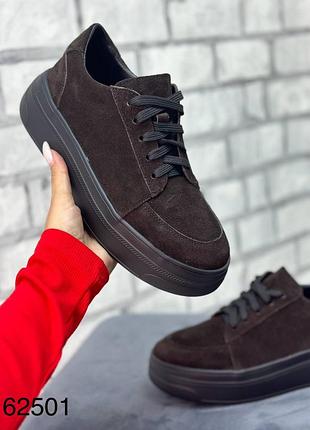 Кеди на потовщеній підошві натуральна замша