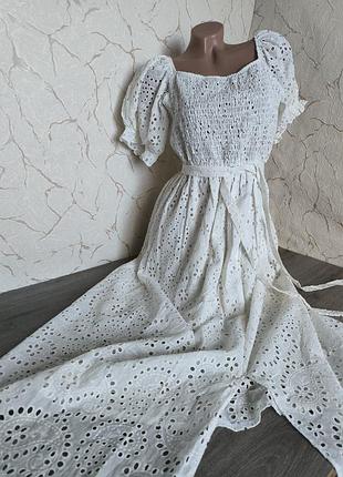 Сукня довга біла/ айворі бавовна прошва