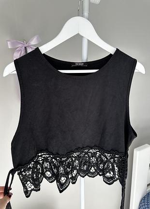 Замшевий топ zara з кружевом
