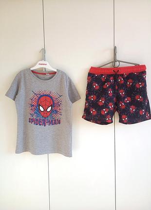Летний костюм spider-man спайдермен человек-паук человек паук 6-8 лет футболка и пляжные шорты