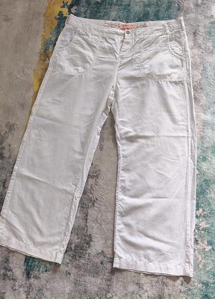 Белые женские брюки хлопок батал