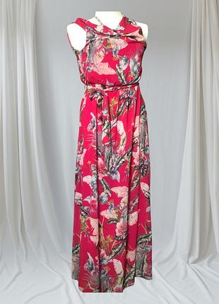 🩷сарафан сукня максі фуксія в квіти🌸
