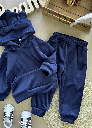 Медведик велюр мех синий