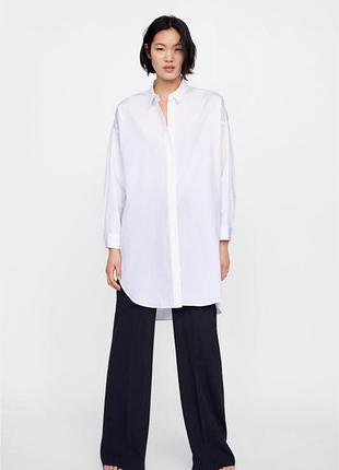 Уздовжена білосніжна сорочка zara , розмір л-хл