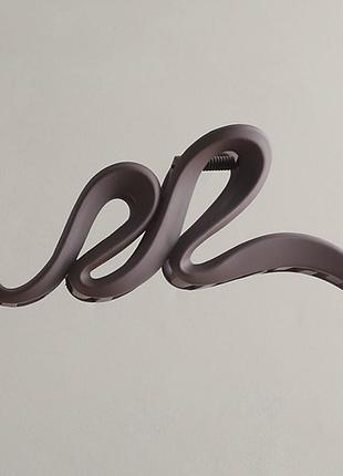 Велика заколка-краб хвиляста 13 см темно-коричнева