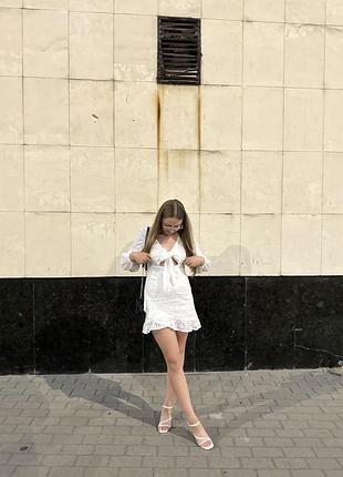 Сукня з прошви біла с шейн сукня плаття міні