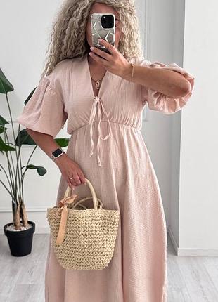 Легкое летнее платье из муслина свободного кроя, 44-54 р-ры, 4 цвета