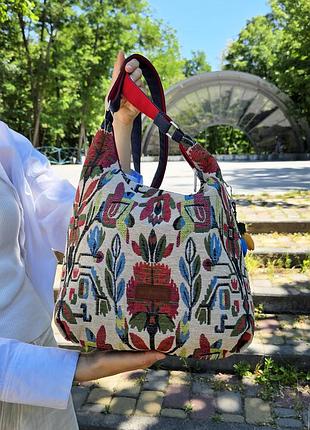 Гобеленовая сумка "красный цветок" (19044)