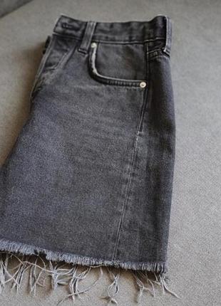 Джинсова спідниця з китицями і елементом потертості🔥🔥🔥 оригінал