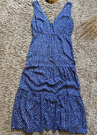 Длинный цветочный сарафан натуральное ярусное платье довгий сарафан з квітковим принтом