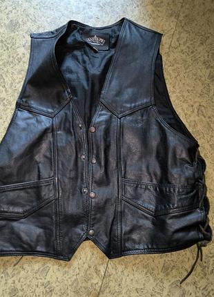 Байкерська шкіряний жилет ххл