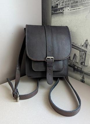 Сумка кросс-боди через плечо из натуральной кожи ручная работа мужская винтаж коричневая.