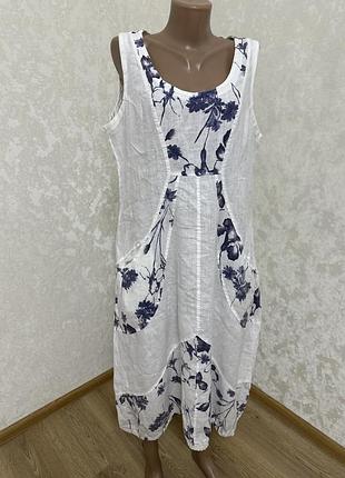 Шикарна льняна сукня сарафан бохо 100% льон  італія