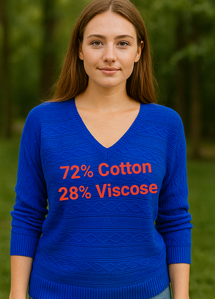 Премиальная хлопковая вязаная кофта синего цвета с добавлением вискозы lauren ralph lauren