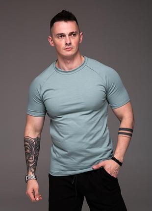 Чоловіча футболка бірюзова рукав реглан