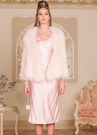 Роскошная розовая натуральная шубка, меховый жакет от nana jacquelune