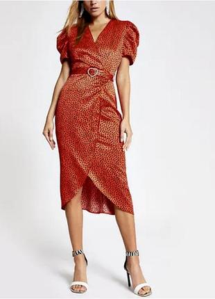 Сатинова сукня міді на запах river island ефектна атласна сукня нарядна вечірня