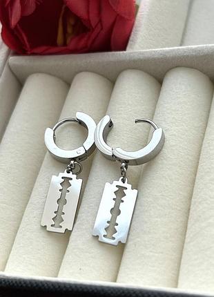 Сережки леза, лезвия, філіпп плейн, модные серьги, трендовые, універсальні
