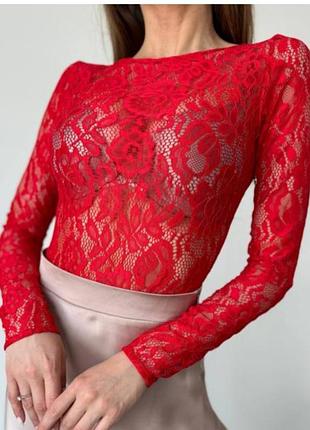 Сетевой боди блуза цвет марсала р.м