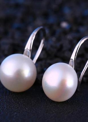Сережки з перлами перлиною під срібло