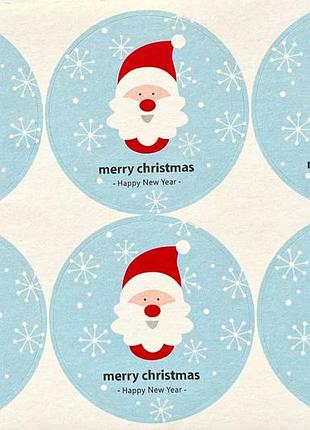 Наклейки новорічні 5 см | merry christmas | санта клаус | наліпки на подарунки