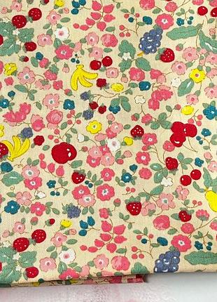 100% хлопковая ткань с цветочно-фруктовым  принтом , (40×50 см)