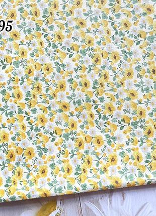 100% хлопковая ткань с желтым цветочным принтом , (40×50 см)