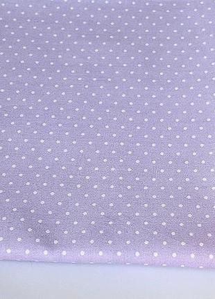 100% хлопковая ткань  лавандовая   в белый горох, (40×50 см)