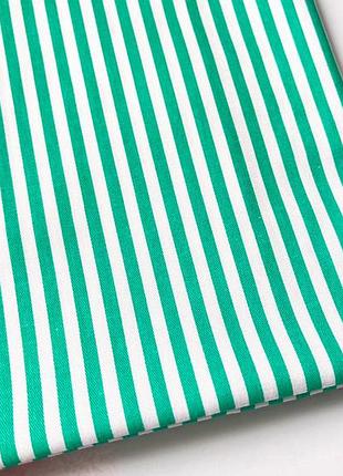 100% хлопковая ткань бирюзовая  в белую полоску  , (40×50 см)