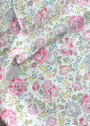 Хлопковая  белая ткань с принтом розовых роз  , (40×50 см)