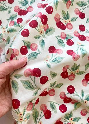 100% хлопковая ткань с  принтом вишни, (40×50 см)