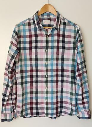 Льняная рубашка в клетку от knowledgecotton appare