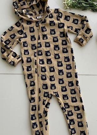 Теплый флисовый человечек с мишками