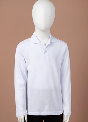 Белая рубашка поло для мальчиков для школы, джемпер поло с воротником с длинным рукавом школьный