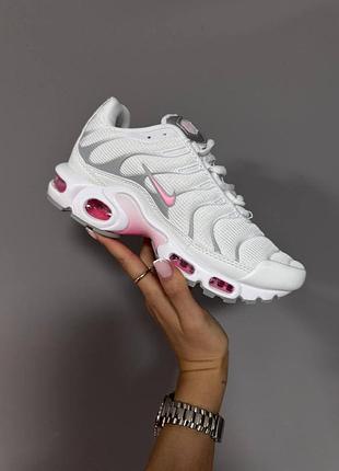 Кроссовки nike tn plus white / silver / pink хит🔥