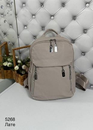 Женский рюкзак серый коричневый большой формат а4 кожаный из эко кожи