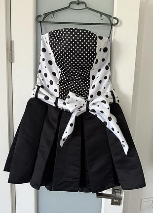 Плаття вечірнє корсет міні чорне в горошок