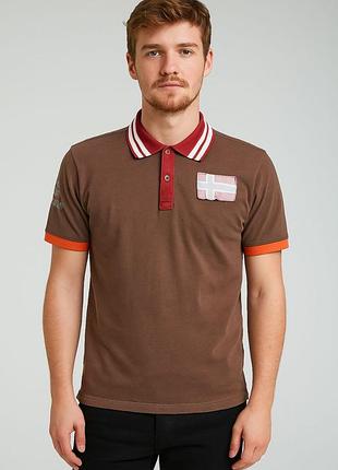 Фирменное хлопковое поло коричневого цвета napapijri, молниеносная отправка