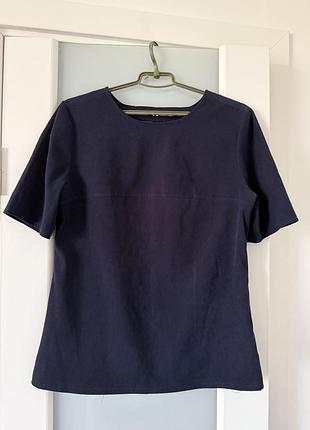 Футболка блузка з плотної тканини синя з коротким рукавом