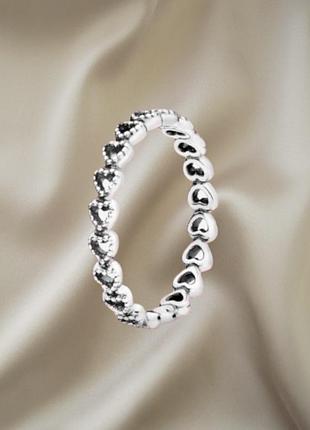 Срібна каблучка pandora "зʼєднані серця"