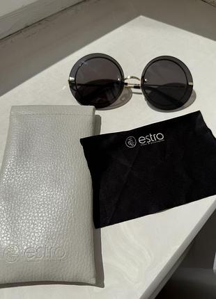 Estro жіночі окуляри сонцезахисні круглі чорні безоправні