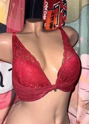 Шикарно якісний мереживо бюстгальтер бордовий autograph 75d/e